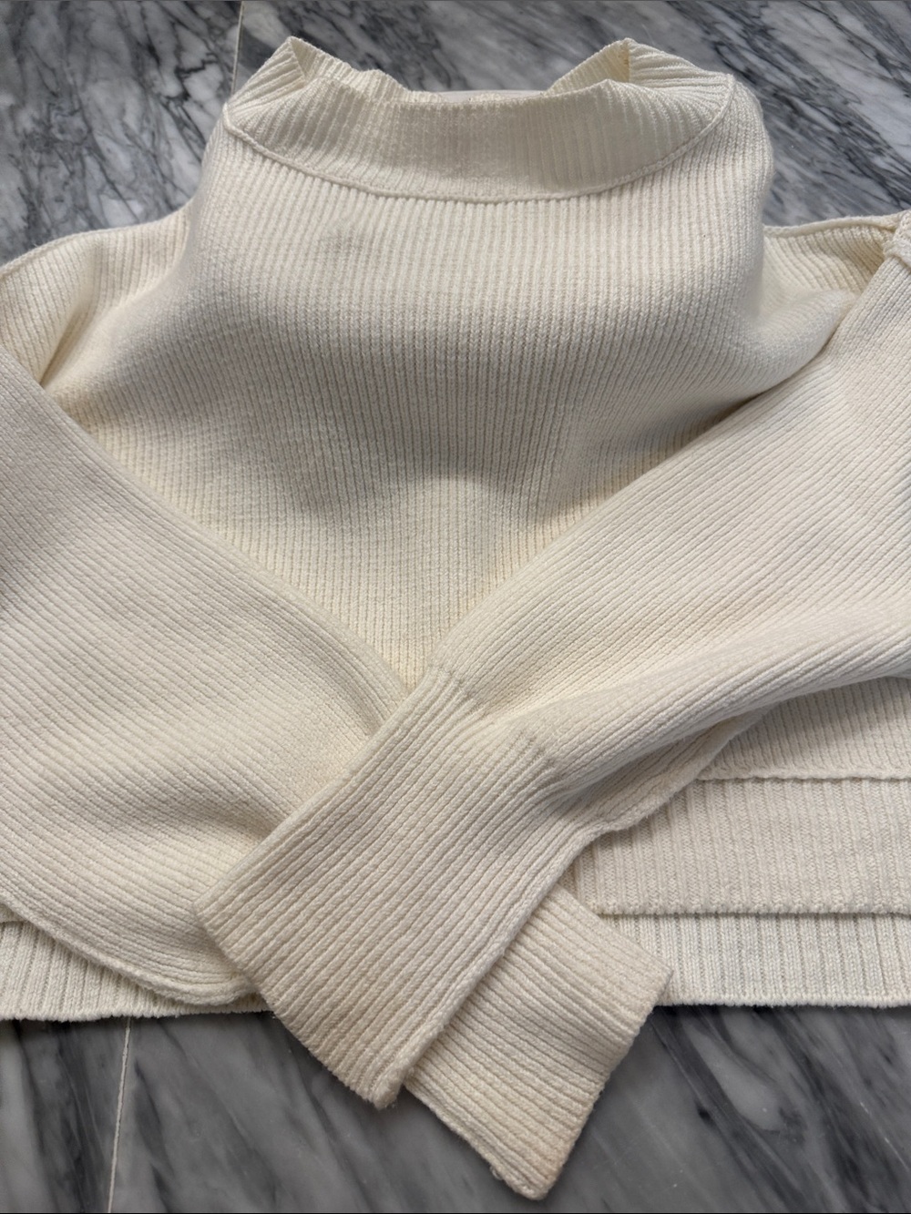 Free People Ivory Ribbed Turtleneck Sweater
